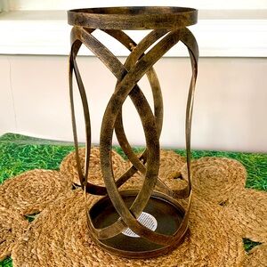 FREE WITH PURCHASE, Rustic Industrial, Brass Color Metal Candle Holder, EUC